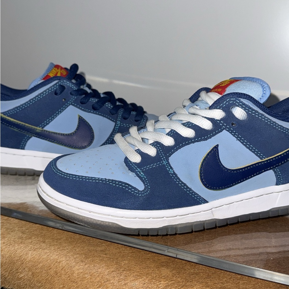 Nike Dunk Low — Light Blue & Navy Suede Leather